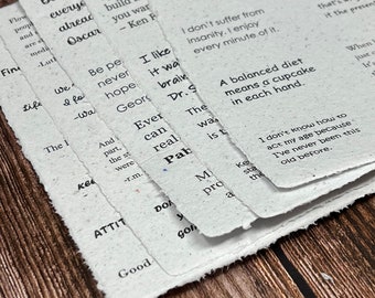 Handmade Recycled Paper - Quotes and Phrases-UNCUT