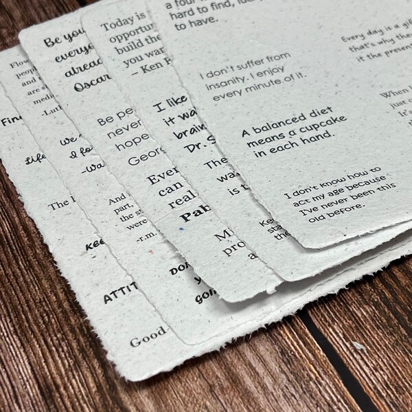 Handmade Recycled Paper - Quotes and Phrases-UNCUT