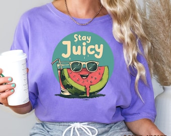 Stay Juicy Watermelon Comfort Colors Tee: Retro sommartröja med grafisk design