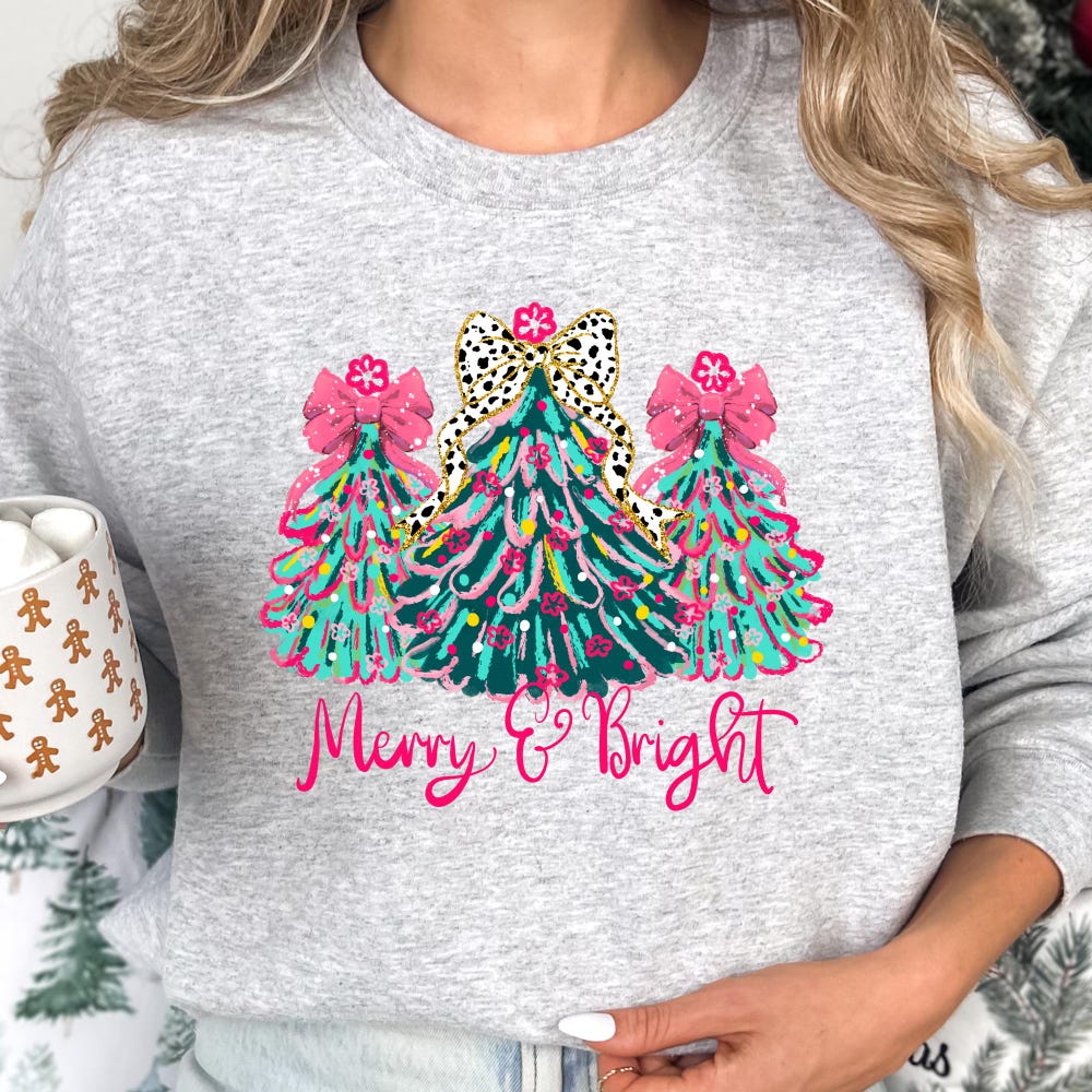 Christmas Tree Bow Shirt, Christmas Sweatshirt For Women, Christmas Tree Tshirt, Christmas Coquette Christmas Shirt Moderndaydecors