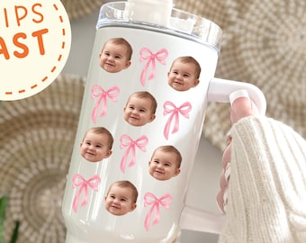 Baby Face Tumbler, Custom Baby Photo 40oz Tumbler with Handle Gifts for Mom for Mother's Day Custom Photo Travel Mug Custom Photo Cup Gift