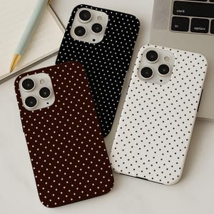 White Polka Dot Phone Case, Soft Girl Cute Design, Y2K Style, Fall Autumn Aesthetic, iPhone 17 16 15 14 13 12 11 Pro Max, Samsung S25 S24