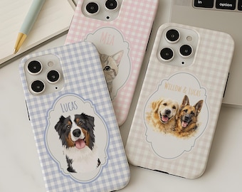 Custom Pet Photo Phone Case, Personalized Dog Phone Case With Pet Name Custom Cat Face Phone Case iPhone Galaxy Gift for Dog Lover