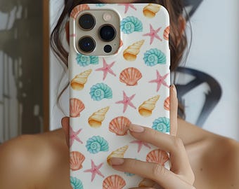 Seashell Phone Case, Ocean Cell Phone Case, Coastal Aesthetic Summer Phone Cover Beach, iPhone 17 16 15 14 13 Pro Samsung Pixel Tough Cases