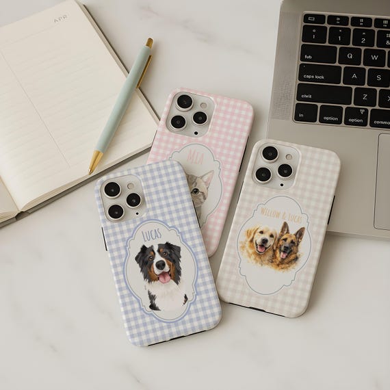 Custom Pet Photo Phone Case, Personalized Dog Phone Case With Pet Name Custom Cat Face Phone Case iPhone Galaxy Gift for Dog Lover