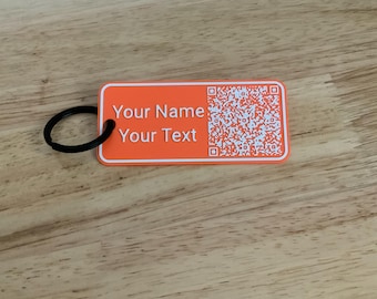 Custom QR Code Keychain, 3D Printed Business Name & Website Tag