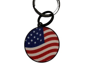 American Flag Pet ID Tag: Embossed Custom Text, Patriotic Dog Tag