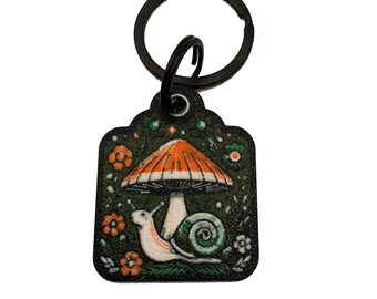 Mushroom Snail Pet Tag: Embossed Custom Text, Full Color