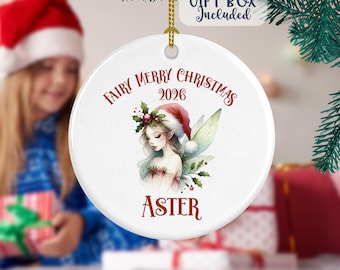 Personalized Fairy Christmas Ornament Custom with Name Watercolor Fairy Keepsake Magical Christmas Tree Decoration Fairy Gift 2026 0002
