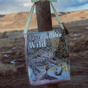Repurposed feed bag tote- medium