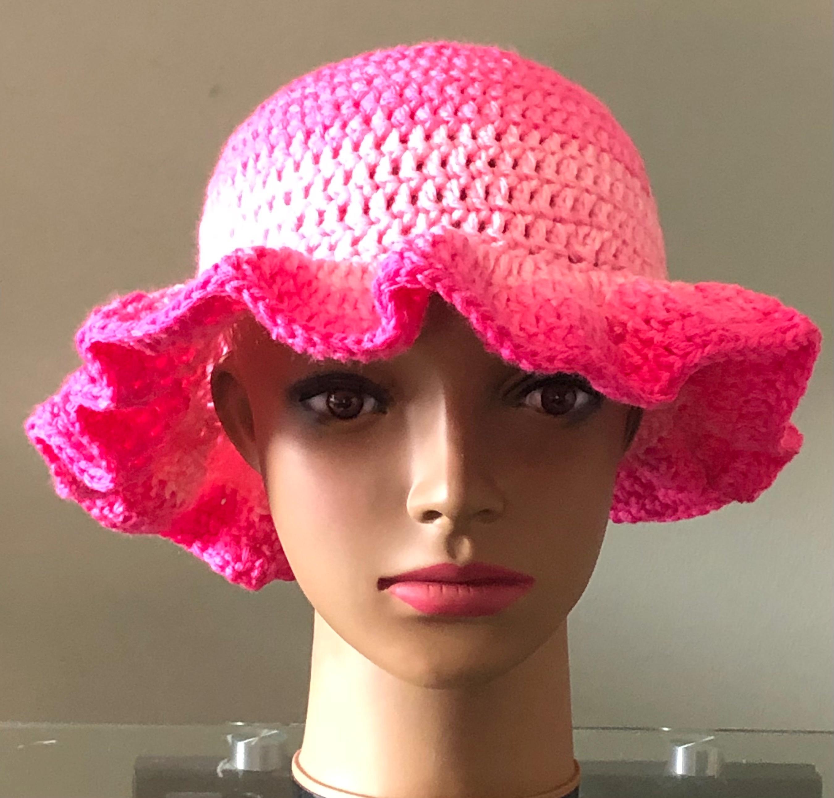 Vibrant Pink Ruffled Hat and Sandals Set Ruffled Hot Pink Mini Dress: Asymmetrical Spaghetti Strap  main image 3