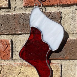 Stained Glass Suncatcher Red Stocking Christmas