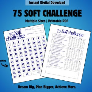 75 Soft Challenge Tracker, 75 Soft Challenge, 75 Day Challenge Printable, Fitness Journal, Self Improvement, Weight Loss Challenge, PDF