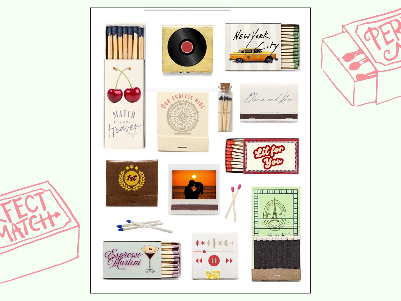 Personalized Matchbox Art Print Template for Him & Her, Editable Canva ...