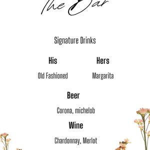 Bearbeitbare Bar-Menü-Schildvorlage - Benutzerdefinierte Cocktail, Bier- und Weinkarte - Sofortiger Download, Hochzeit, Partydekor