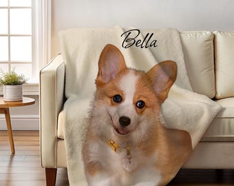 Personalized Pet Lover Gift,Custom Photo Blanket,Pet Memorial Gift,Dog Picture Blanket,Cat Picture Blanket,Dog Mom Gift,Custom Pet Portrait