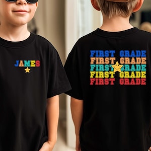 Personalized First Grade Shirt for Boys, Back to School Shirt with Name, Kids First Day Of School Tees, Custom 1st Grade Tee, School Boy Tee