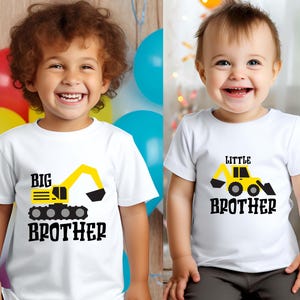 Construction Truck Brother Shirt, Little, Big, Bigger, Biggest Brother Matching Shirts, Digger Shirt, Big Brother Tee, Construction Kids Tee