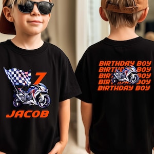 Personalized Dirt Bike Birthday Shirt for Boys, Motocross 7th Birthday Shirt for Boy, Custom Name & Age Shirt, Motocross Birthday Party Tee