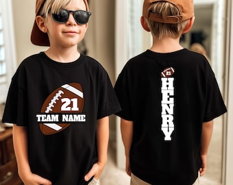 Personalized Kids Football Team Shirt: Custom Name & Number Jersey Tee