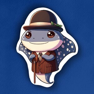 Dapper Stingray Sticker: Cartoon Animal in Suit, Vinyl Decal