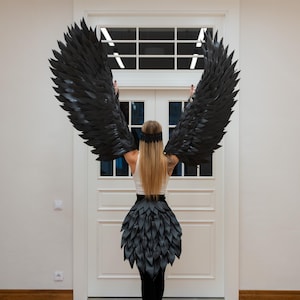 Black harpy wings costume with tail, Bird wings, Flexible arm wings, Cosplay costume