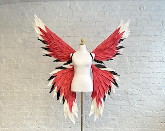 Valentino wings Hazbin Hotel Cosplay, White Black Angel Wings Adult, Lucifer Costume