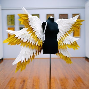 Gold Seraph angel wings with 6 wings, Wings of fire, Cospay costume, Photography prop
