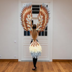 Barn owl wings costume with tail, Bird wings, Moveable wings, Flexible arm wings, Cosplay costume