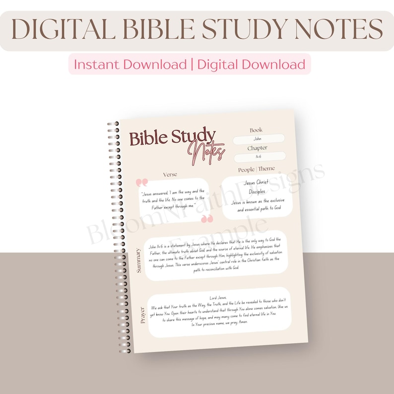 Printable Bible Study Notes Template | Christian Growth (digital ...