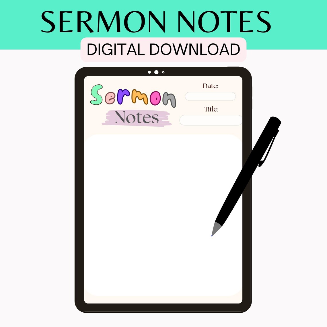 Sermon Notes Template | Printable Bible Study (digital Download) - Etsy