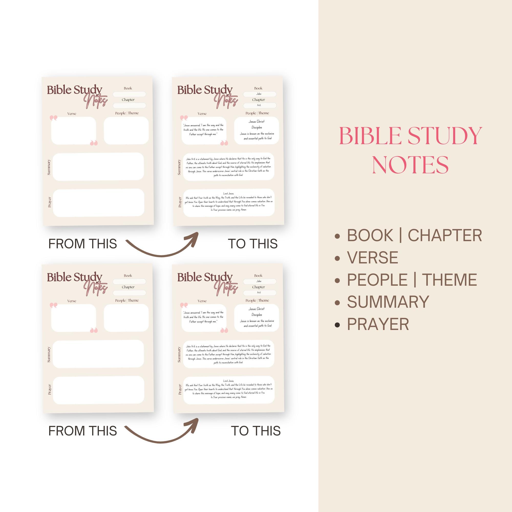 Printable Bible Study Notes Template | Christian Growth (digital ...