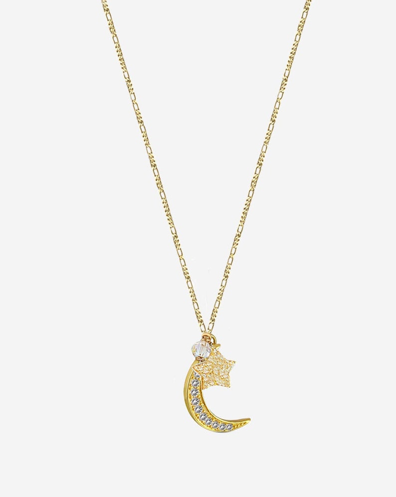 Cubic Zirconia Moon Necklace Gold Moon Necklace Moon Necklace Sterling Love You To The Moon Necklace Golden Moon Necklace