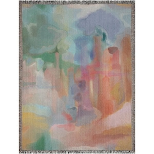 Abstract Jrouxart Woven Blanket, Colorful Cotton Throw