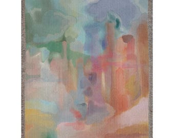 Abstract Jrouxart Woven Blanket, Colorful Cotton Throw