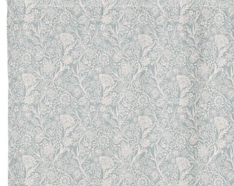 Pastel Aqua Floral Shower Curtain – Light Blue Botanical Design for Spa Bathrooms