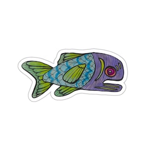 Fun fish sticker // add whimsy to any surface you decorate - A cute fish sticker for Your Laptop or Water Bottle!