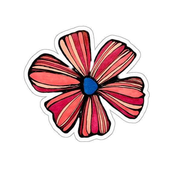 Pink and Red Striped Flower Sticker