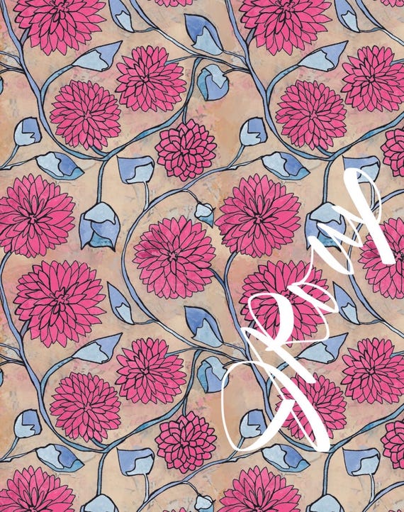 Floral Duvet Cover, Pink Block Print Bedding, Boho Flower Comforter Cover, Cottagecore Bedroom