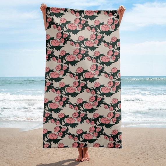 Pink Rose Beach Towel