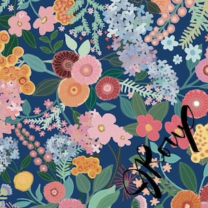 Floral Duvet Cover / Beautiful Garden On Blue