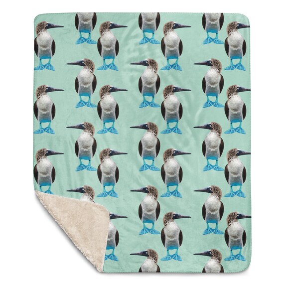 Blue Footed Booby Sherpa Blanket: Plush Polyester Bird Blanket