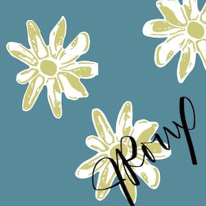 Gold and Steel Blue Floral Duvet cover / Pretty Greyish Blue Flower Bedding