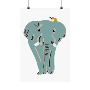 Elephant Art Print / Cute Elephant Nursery Wall Art / 11 x 14 Vertical Matte Art Poster
