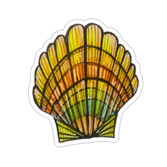 Hand-Drawn Seashell Sticker: Waterproof Vinyl Decal