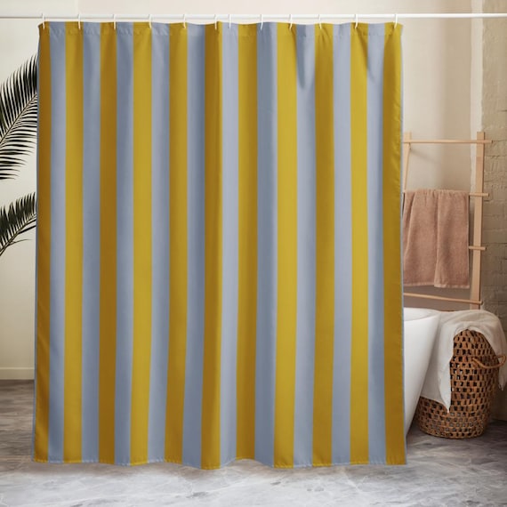 Gold and Grey Striped Shower curtain