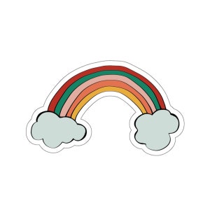 Rainbow Sticker // Cool Rainbow with Clouds Sticker