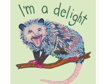 Fiesty Opossum / I’m a Delight Sticker
