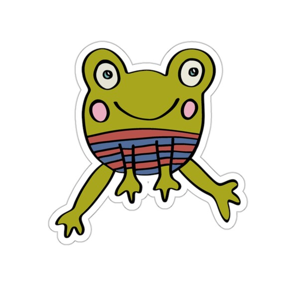 Frog Sticker: Happy Frog in Sweater, Laptop Decal