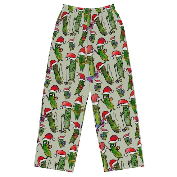 Mens Christmas Pickle Pajama Pants: Family Holiday Sleepwear